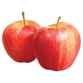 Two Washington Extra Fancy Honeycrisp Apples from Dierbergs on a white background.