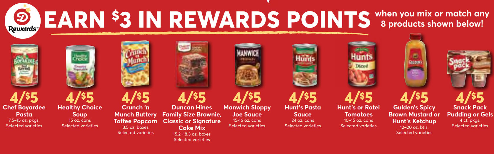 Snack pack reward points
