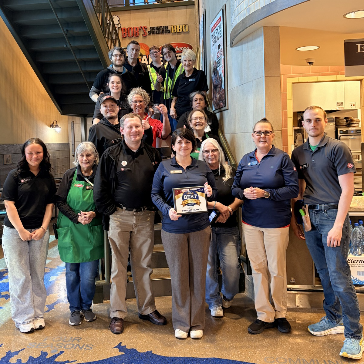 Dierbergs Lakeview location associates with the Best of the Lake 2026 award given to them and the store for all their hard work.